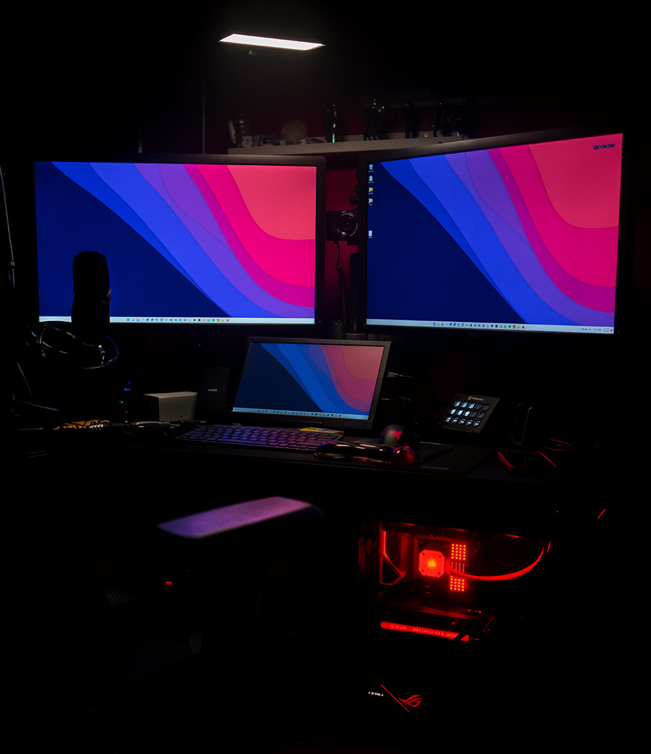 Complete desktop setup presented.